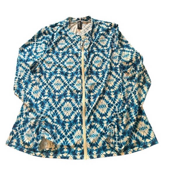 Swimsuits for All swim shirt rashguard women’s plus size 22 Blue White tie dye - Picture 1 of 7